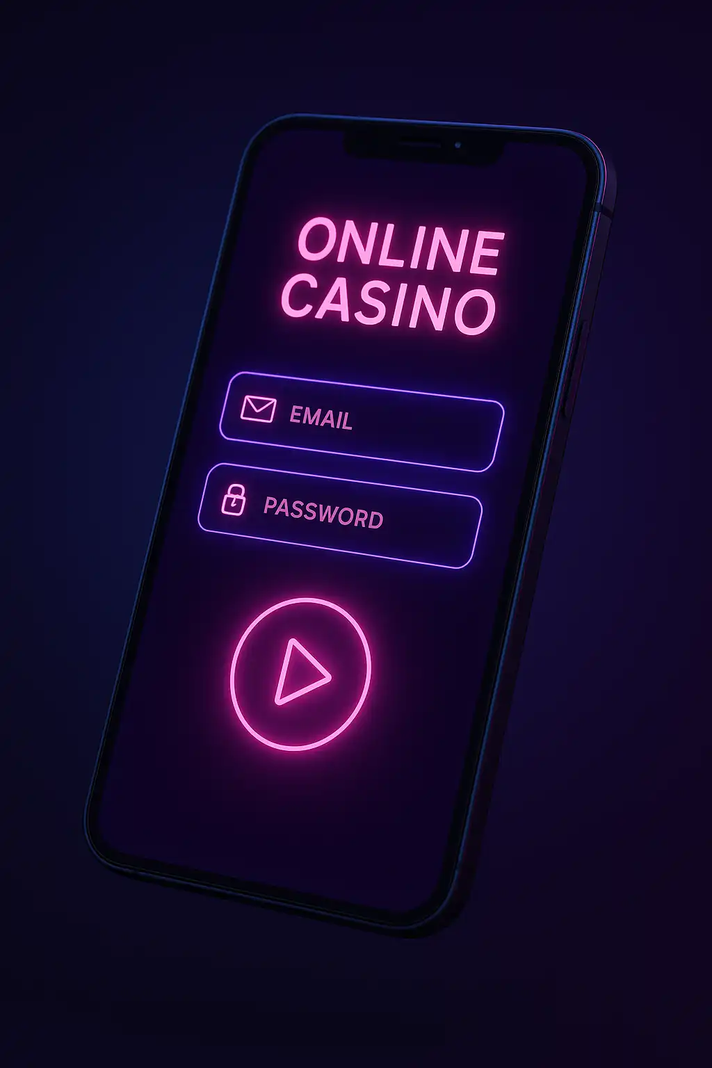 SpinBoss Casino login screen shown on a smartphone with neon purple interface