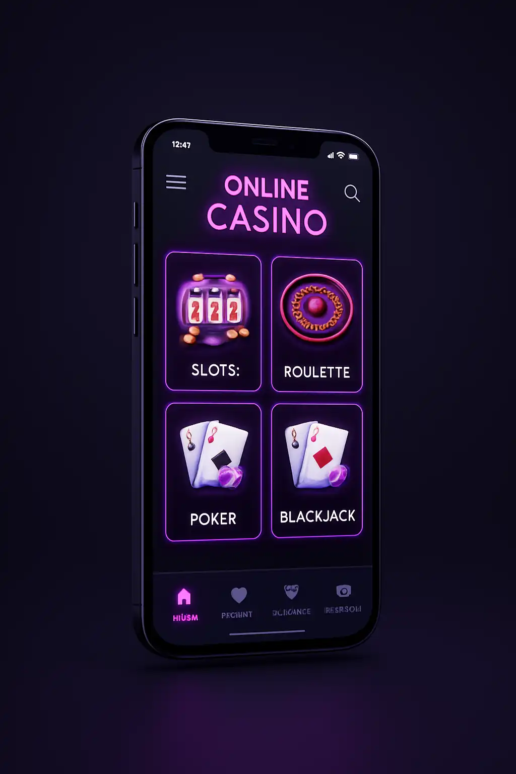 SpinBoss Casino mobile app interface displayed on a smartphone screen